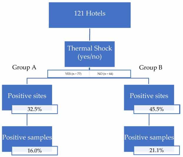 Eficacia de choque térmico - Estudio Legionella en hoteles